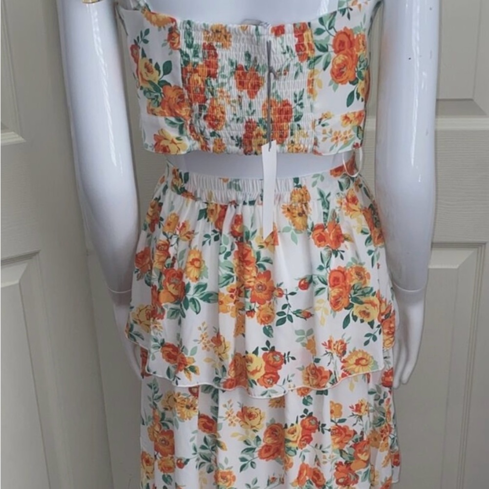 2 Piece Set Floral Off-Shoulder